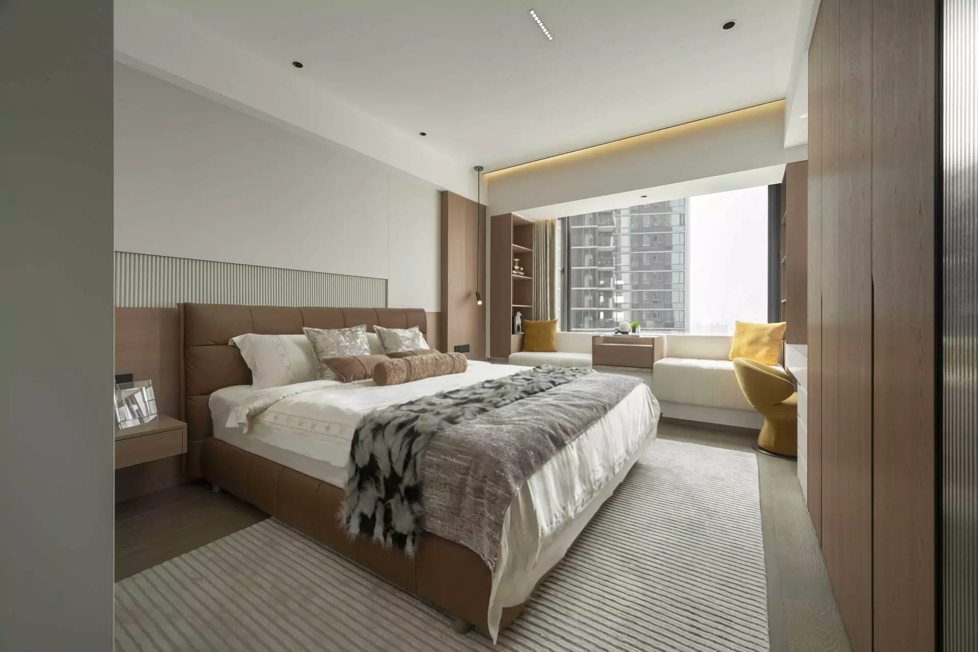 Master bedroom custom wardrobe with minimalist doors