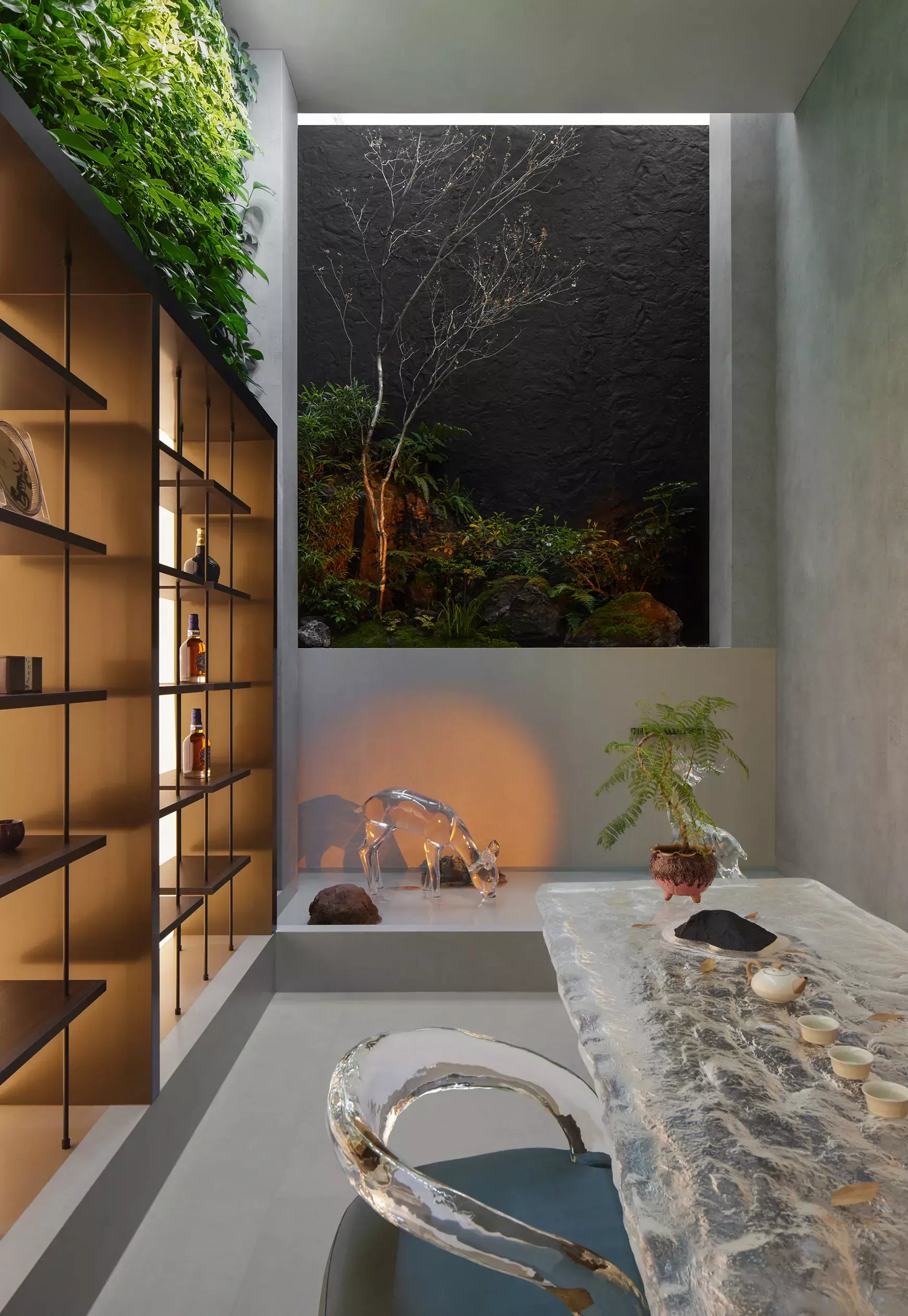 Luxury residential indoor staircase integrated with double height architectural void
