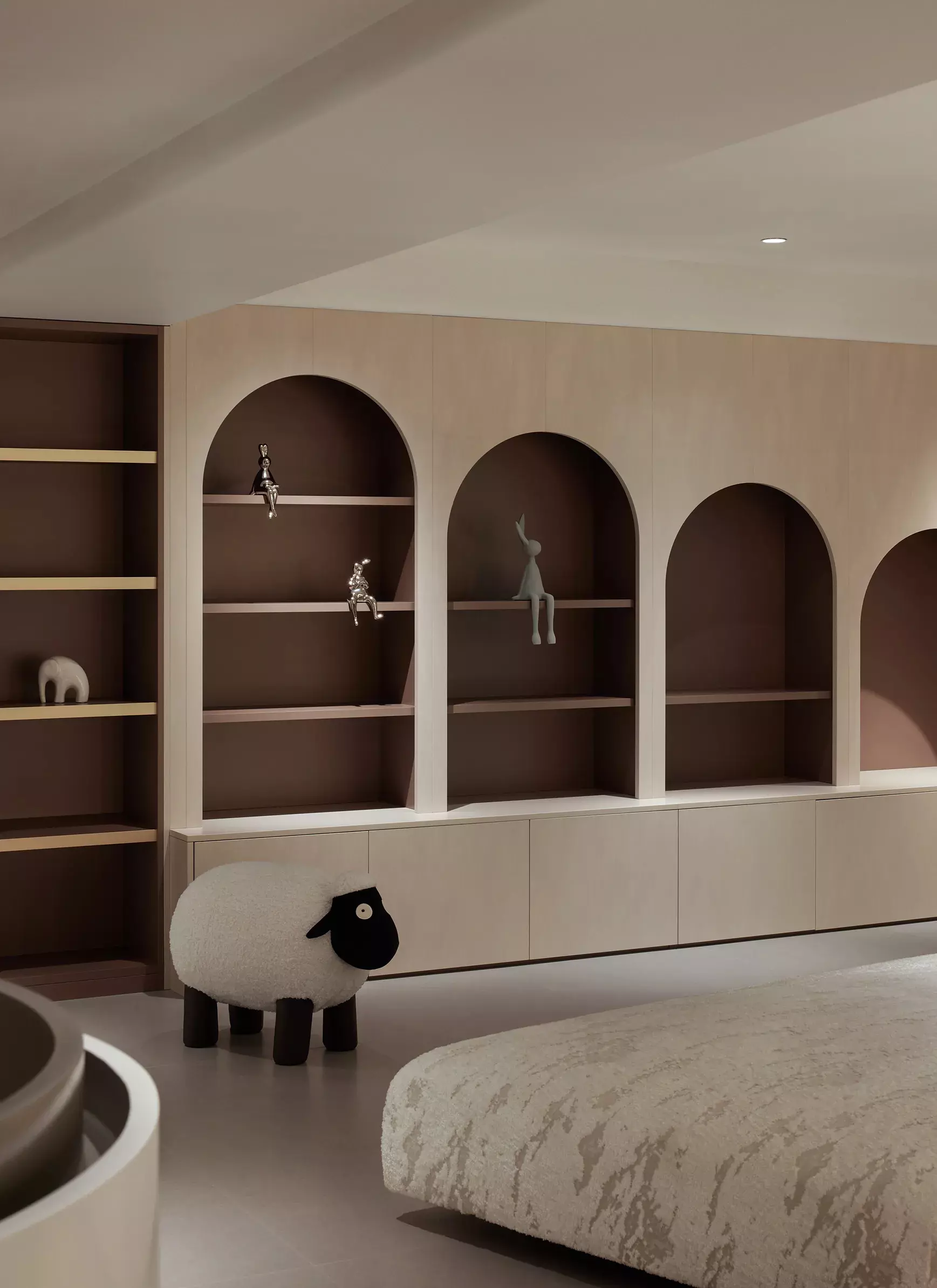 Feature accent wall art decor and integrated architectural lighting design