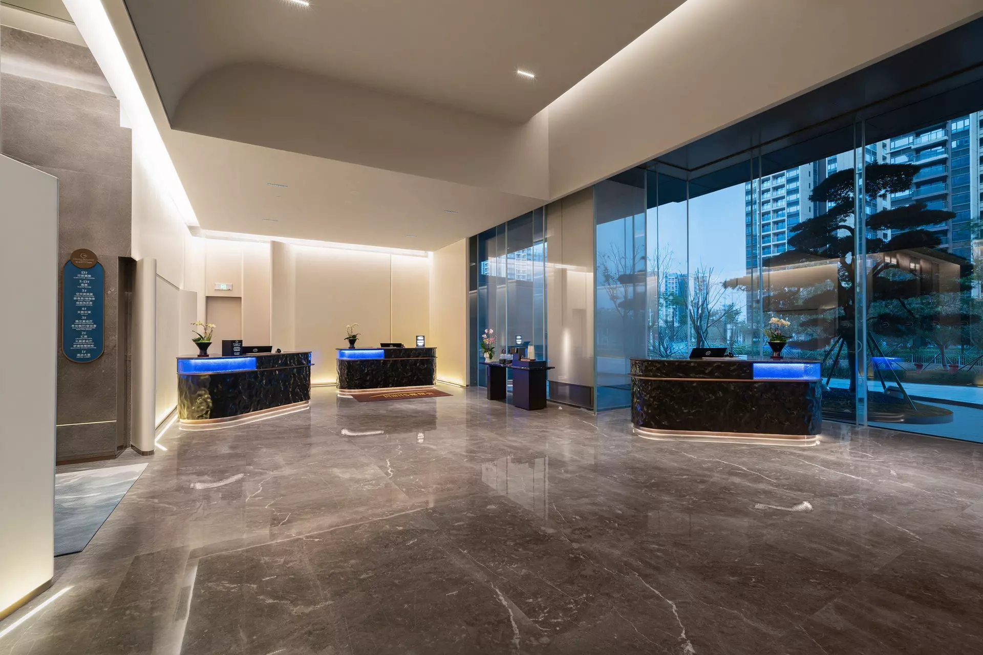 Grand Skylight Hotel Shenzhen Lobby Custom Woodwork by HaoFengHeJu