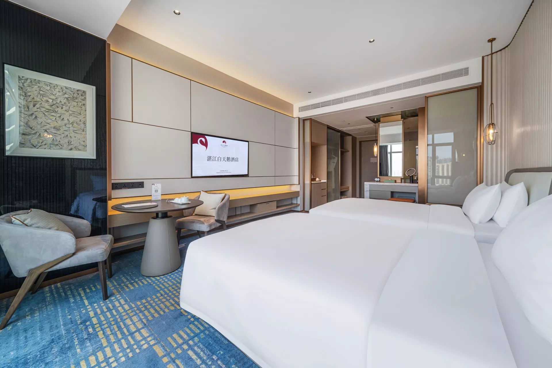 Luxury walk-in wardrobe and customized closet system for executive suites