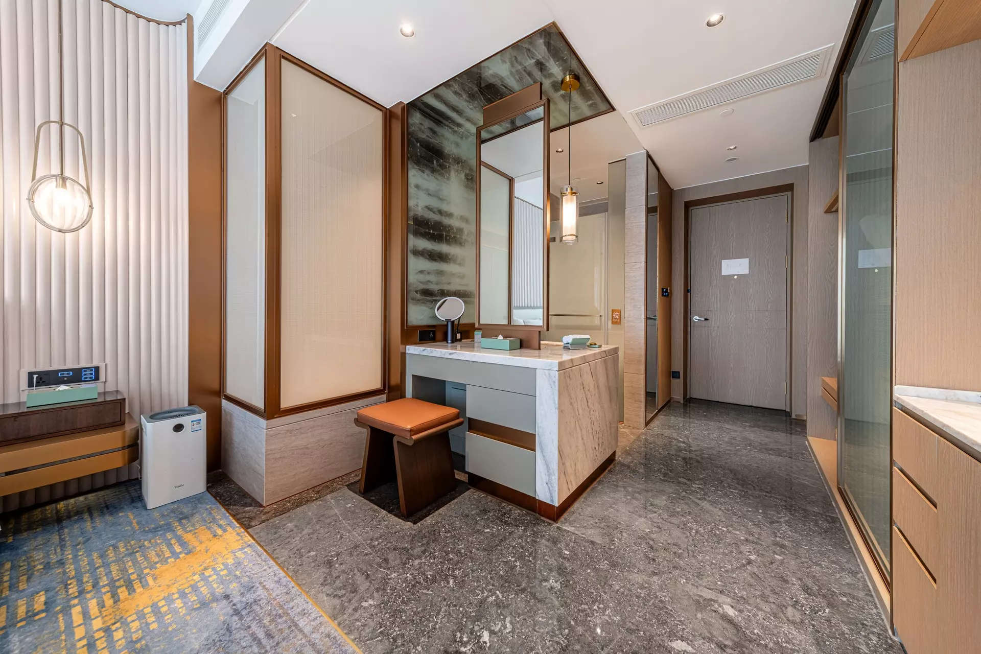 Bespoke entry foyer timber wall paneling and hidden door solution