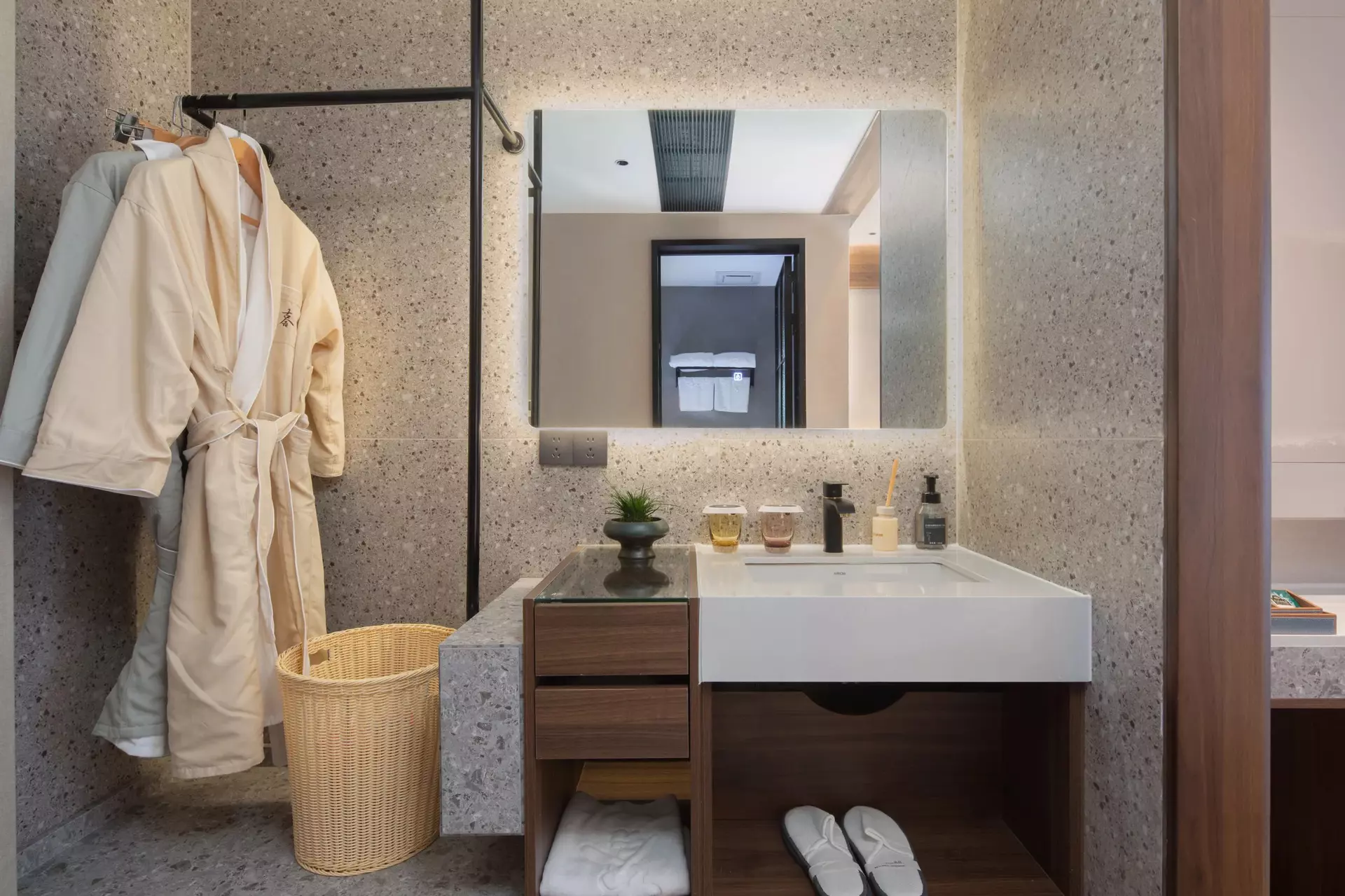 Modern Oriental custom bedroom storage furniture integration