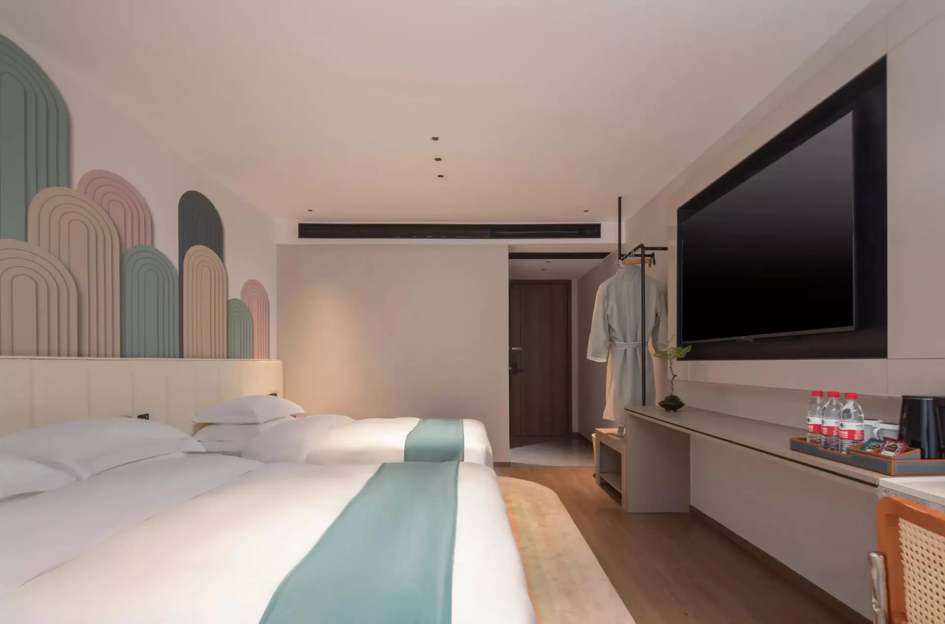 Premium custom multi-material joinery inside modern Oriental suite